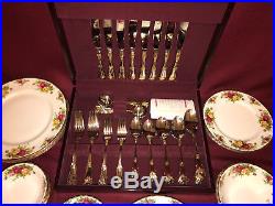 Royal Albert Old Country Roses Service for 4 China and Silverware England