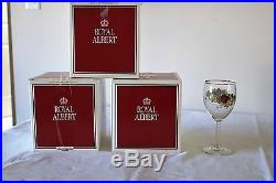 Royal Albert Old Country Roses Set Wine Glass Goblets with Gold Rim