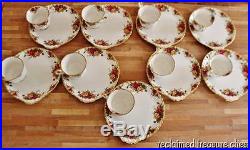 Royal Albert Old Country Roses Snack Plates & Cups Set 9 Montrose England