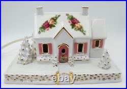 Royal Albert Old Country Roses Snowy Cottage Village Christmas Light Vintage