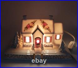 Royal Albert Old Country Roses Snowy Cottage Village Christmas Light Vintage