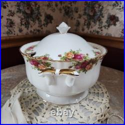 Royal Albert Old Country Roses Soup Tureen w Lid 22K Gold Trim 1962 England Vtg