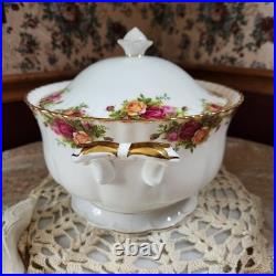 Royal Albert Old Country Roses Soup Tureen w Lid 22K Gold Trim 1962 England Vtg