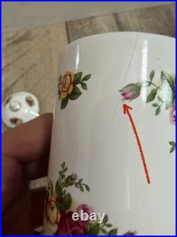 Royal Albert Old Country Roses Spice Jar Set with Rack Gold Trim FLAWS READ DESC