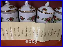 Royal Albert Old Country Roses Spice Rack With 7 Containers Unused Labels