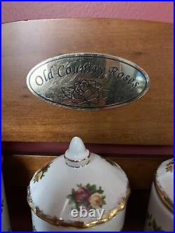 Royal Albert Old Country Roses Spice Rack With 7 Containers Unused Labels