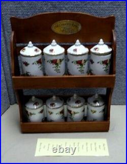 Royal Albert Old Country Roses Spice Rack With 8 Containers Unused Labels