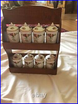 Royal Albert Old Country Roses Spice Rack With 8 Spices Containers