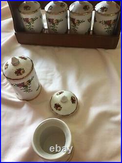 Royal Albert Old Country Roses Spice Rack With 8 Spices Containers