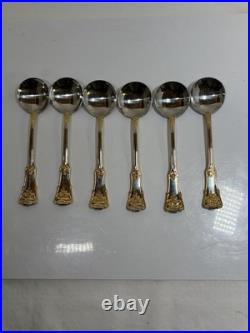 Royal Albert Old Country Roses Stainless, Gold Accent Flatware 26 Pieces E. C
