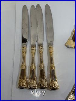 Royal Albert Old Country Roses Stainless, Gold Accent Flatware 26 Pieces E. C