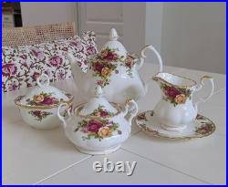 Royal Albert Old Country Roses Tea Pot, Creamer, Sugar Bowl, Candy Bowl- England