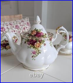 Royal Albert Old Country Roses Tea Pot, Creamer, Sugar Bowl, Candy Bowl- England
