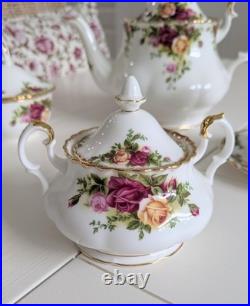 Royal Albert Old Country Roses Tea Pot, Creamer, Sugar Bowl, Candy Bowl- England