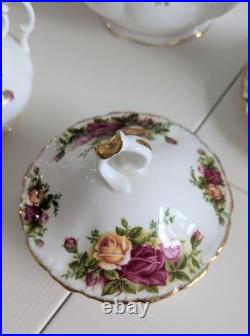 Royal Albert Old Country Roses Tea Pot, Creamer, Sugar Bowl, Candy Bowl- England