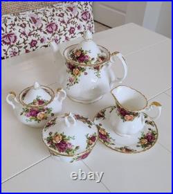 Royal Albert Old Country Roses Tea Pot, Creamer, Sugar Bowl, Candy Bowl- England