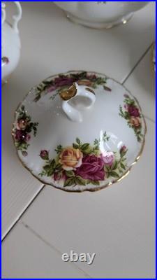 Royal Albert Old Country Roses Tea Pot, Creamer, Sugar Bowl, Candy Bowl- England