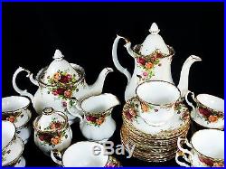 Royal Albert Old Country Roses Tea Set 30 pc Service for 12, Coffee Pot, Tea Pot