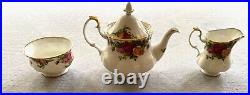 Royal Albert Old Country Roses Tea Set Teapot, Creamer & Sugar Bowl 1962
