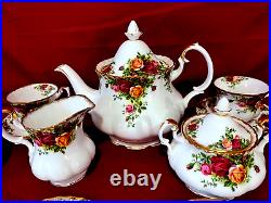 Royal Albert Old Country Roses Tea Set Teapot Cups Saucers Creamer Sugar& Plates