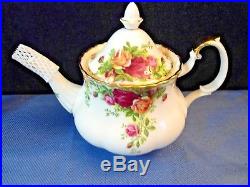 Royal Albert Old Country Roses Tea Set-Teapot, Stand, Coffeepot, Sugar & Creamer