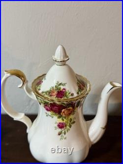 Royal Albert Old Country Roses Tea Set Teapot Sugar + Creamer 6 Cups Saucers