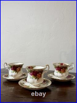 Royal Albert Old Country Roses Tea Set Teapot Sugar + Creamer 6 Cups Saucers