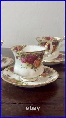 Royal Albert Old Country Roses Tea Set Teapot Sugar + Creamer 6 Cups Saucers
