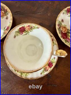 Royal Albert Old Country Roses Tea Set Teapot Sugar + Creamer 6 Cups Saucers