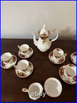 Royal Albert Old Country Roses Tea Set Teapot Sugar + Creamer 6 Cups Saucers