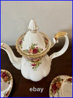 Royal Albert Old Country Roses Tea Set Teapot Sugar + Creamer 6 Cups Saucers