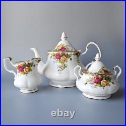 Royal Albert Old Country Roses Teapot Creamer Sugar Bowl Set Bone China England