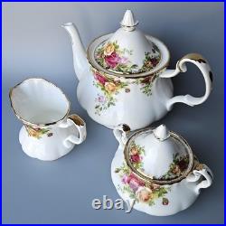 Royal Albert Old Country Roses Teapot Creamer Sugar Bowl Set Bone China England