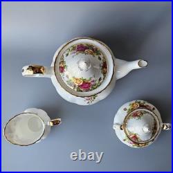 Royal Albert Old Country Roses Teapot Creamer Sugar Bowl Set Bone China England