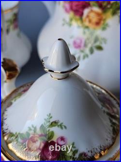 Royal Albert Old Country Roses Teapot Creamer Sugar Bowl Set Bone China England