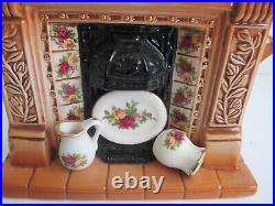 Royal Albert Old Country Roses Teapot Handcrafted Cardew Design Clock Fireplace