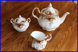Royal Albert Old Country Roses Teapot & Lid, Lidded Sugar Bowl & Creamer