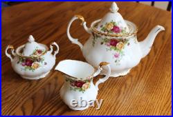 Royal Albert Old Country Roses Teapot & Lid, Lidded Sugar Bowl & Creamer
