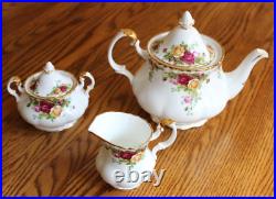Royal Albert Old Country Roses Teapot & Lid, Lidded Sugar Bowl & Creamer