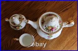 Royal Albert Old Country Roses Teapot & Lid, Lidded Sugar Bowl & Creamer