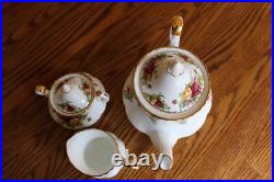 Royal Albert Old Country Roses Teapot & Lid, Lidded Sugar Bowl & Creamer