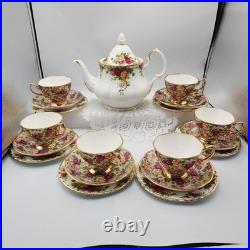 Royal Albert Old Country Roses Teapot Set, Tea Cups, Saucers, Dessert Dish England
