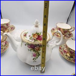 Royal Albert Old Country Roses Teapot Set, Tea Cups, Saucers, Dessert Dish England