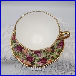 Royal Albert Old Country Roses Teapot Set, Tea Cups, Saucers, Dessert Dish England