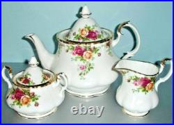 Royal Albert Old Country Roses Teapot, Sugar Bowl & Creamer 3-PC. Set New in Box