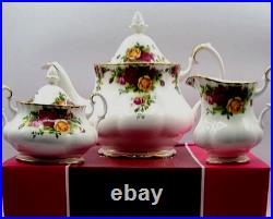 Royal Albert Old Country Roses Teapot, Sugar Bowl & Creamer 3-PC. Set New in Box