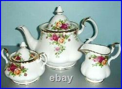 Royal Albert Old Country Roses Teapot-Sugar-Creamer 3 PC. Tea Completer Set New