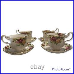 Royal Albert Old Country Roses Teapot Tea Pot & Lid, 4 Tea Cups, Saucers, Coffee