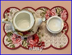 Royal Albert Old Country Roses Teapot Tea Pot Salt & Pepper Serving Tray Set