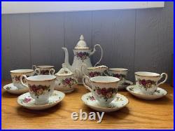 Royal Albert Old Country Roses Teapot full Service Set 15 Pc